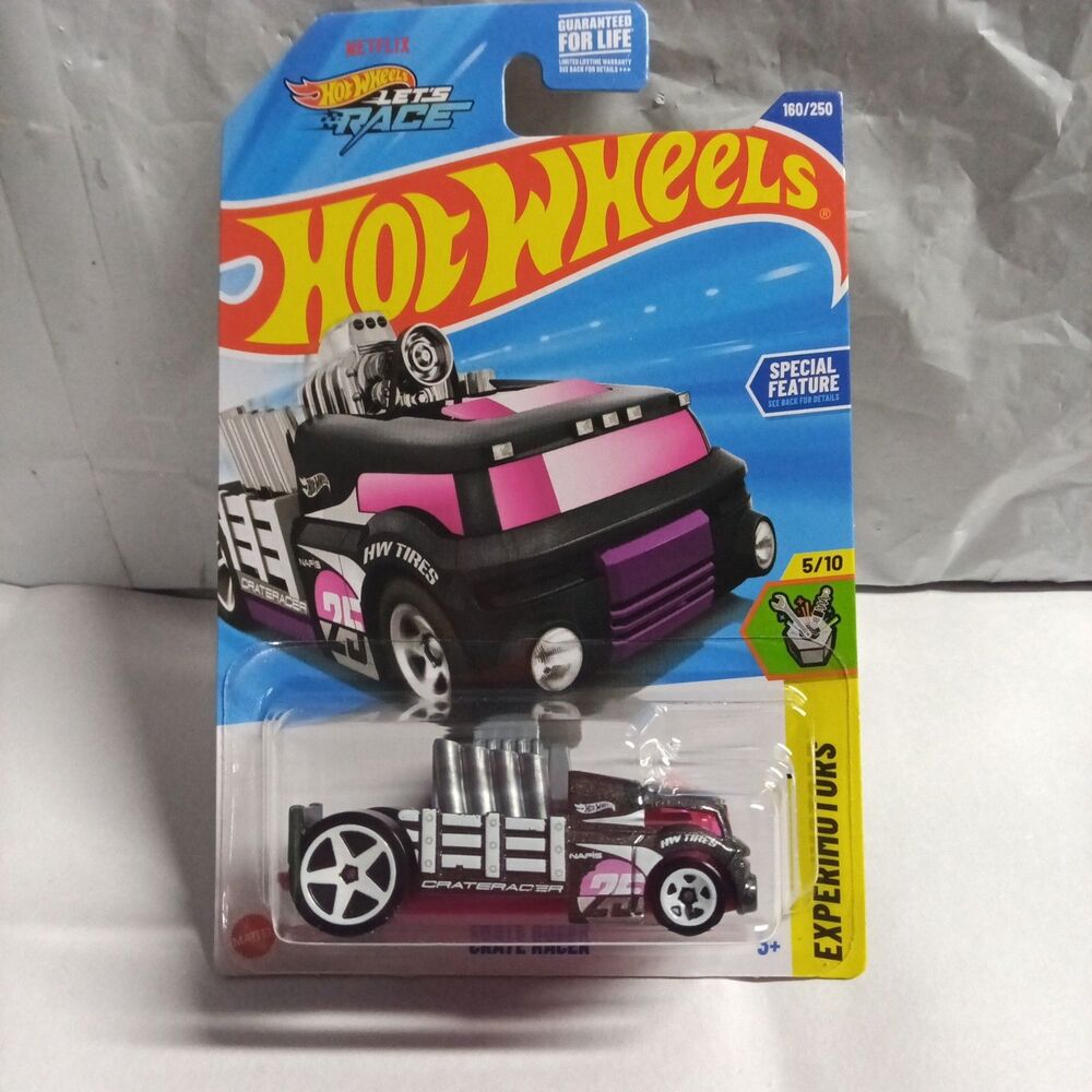 Mattel Hot Wheels #160/250 Crate Racer Black & Pink 5/10 Experimotors New 2024